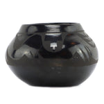 Santa Clara - Black on Black Jar with Avanyu Design c. 1940s, 5.5" x 8"