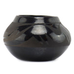 Santa Clara - Black on Black Jar with Avanyu Design c. 1940s, 5.5" x 8"