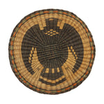 Hopi Polychrome Wicker Plaque with Thunderbird Pictorial c. 1950-60s, 13.5" diameter