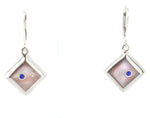 Veronica Benally - Navajo Contemporary Mother of Pearl, Lapis Lazuli, and Sterling Silver French Hook Earrings, 1.25" x 0.625"