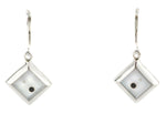 Veronica Benally - Navajo Contemporary Mother of Pearl, Jet, and Sterling Silver French Hook Earrings, 1.25" x 0.625"