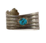 Darryl Begay - Navajo - Turquoise and Silver Tufacast Asymmetrical Bracelet c. 2002-2003, size 6 (J16064-018)