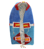 Plains Beaded Leather Cradleboard Hood c. 1950-60s, 21" x 13" x 10.5"