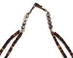 Santo Domingo (Kewa) - Turquoise Mosaic Inlay Shell Pendant with 2-Strand Pen Shell Heishi and Silver Beaded Necklace c. 1960s, 17" length