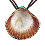 Santo Domingo (Kewa) - Turquoise Mosaic Inlay Shell Pendant with 2-Strand Pen Shell Heishi and Silver Beaded Necklace c. 1960s, 17" length