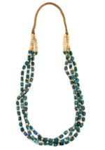 Santo Domingo (Kewa) - Contemporary 3-Strand Turquoise and Clamshell Heishi Necklace, 33" length