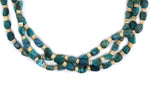 Santo Domingo (Kewa) - Contemporary 3-Strand Turquoise and Clamshell Heishi Necklace, 33" length