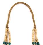 Santo Domingo (Kewa) - Contemporary 3-Strand Turquoise and Clamshell Heishi Necklace, 33" length