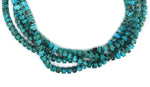 Santo Domingo (Kewa) - Contemporary 4-Strand Turquoise Beaded and Silver Necklace, 29" length