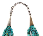 Santo Domingo (Kewa) - Contemporary 4-Strand Turquoise Beaded and Silver Necklace, 29" length