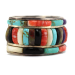 Carlos Aguilar Eagle - Ottawa - Multi-Stone Inlay and Sterling Silver Bracelet c. 1970s, size 6.25
