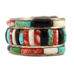 Carlos Aguilar Eagle - Ottawa - Multi-Stone Inlay and Sterling Silver Bracelet c. 1970s, size 6.25