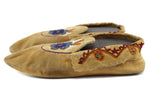 2 Pairs of Alaskan Beaded Leather Moccasins with Floral Design