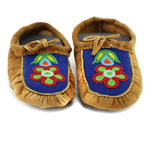 2 Pairs of Alaskan Beaded Leather Moccasins with Floral Design