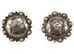 Mexican - Pair of Sterling Silver Cufflinks with Stamped Design c. 1940-50s, 1.375" diameter