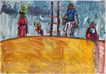 Mateo Romero - People of the Village of the Stone Lions (Monotype)