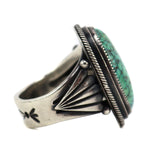 Steve Arviso (b. 1963) - Navajo - Turquoise and Sterling Silver Ring with Stamped Design c. 1990s, size 11.5