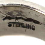 Steve Arviso (b. 1963) - Navajo - Turquoise and Sterling Silver Ring with Stamped Design c. 1990s, size 11.5