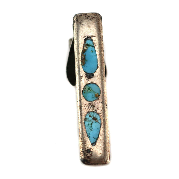 Zuni - Turquoise Channel Inlay and Silver Tie Clip c. 1960s, 0.25