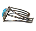 D. Buck - Navajo - Turquoise and Silver Bracelet with Feather Design c. 1960s, size 6.25