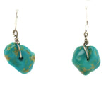 Southwest-Style Turquoise Nugget French Hook Earrings c. 1960s, 1.625" x 0.625"