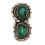 Wil Paul Arviso (b. 1964)  - Navajo - Turquoise and Silver Ring with Stamped Design c. 1980s, size 4