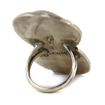 Wil Paul Arviso (b. 1964)  - Navajo - Turquoise and Silver Ring with Stamped Design c. 1980s, size 4