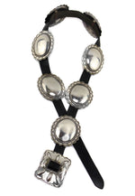 Southwest Arts & Crafts - Navajo - Sterling Silver and Leather Concho Belt c. 1940-50s, 47" length