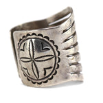 Navajo - Silver Bracelet with Stamped Design c. 1930s, size 6.5