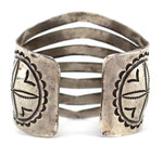 Navajo - Silver Bracelet with Stamped Design c. 1930s, size 6.5
