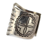 Navajo - Silver Bracelet with Stamped Design c. 1930s, size 6.5