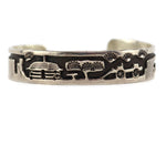 Andrew Henry - Navajo - Sterling Silver Overlay Storyteller Bracelet c. 1980-90s, size 6.5