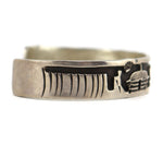 Andrew Henry - Navajo - Sterling Silver Overlay Storyteller Bracelet c. 1980-90s, size 6.5