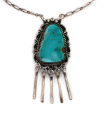 Navajo - Turquoise and Silver Necklace with Dangle Design c. 1970-80s, 17" length