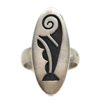 Hopi - Silver Overlay Ring c. 1950-60s, size 4.75