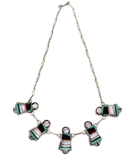 W*E様 ビンテージ アクセサリー セット Theresa Waseta - Zuni - Multi-Stone Inlay and Silver Link Necklace wit