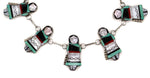 Theresa Waseta - Zuni - Multi-Stone Inlay and Silver Link Necklace with Maiden Design c. 1960s, 23.5" length