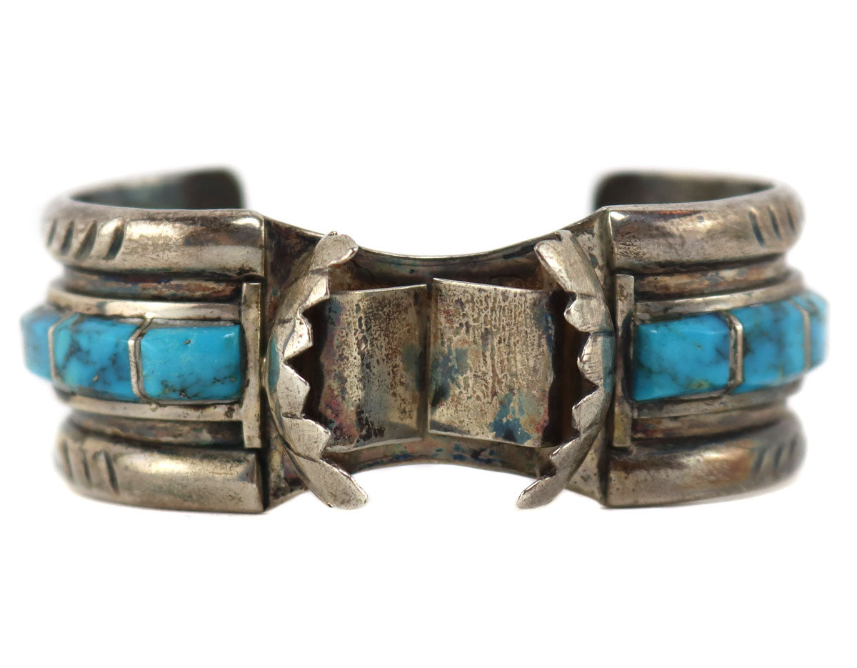 Navajo Gilbert Tomヘヴィゲージ バングル　ナンバー8 Gilbert Ortega Enterprises - Navajo - Morenci Turquoise Channel Inlay
