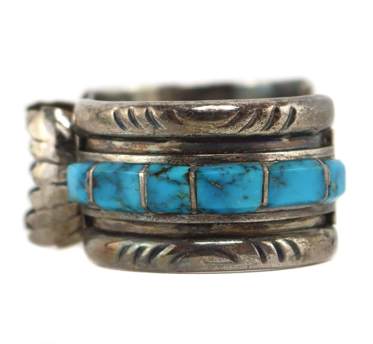 Gilbert Ortega Enterprises - Navajo - Morenci Turquoise Channel Inlay