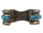 Gilbert Ortega Enterprises - Navajo - Morenci Turquoise Channel Inlay and Silver Watchband with Stamped Design c. 1960s, size 6.5