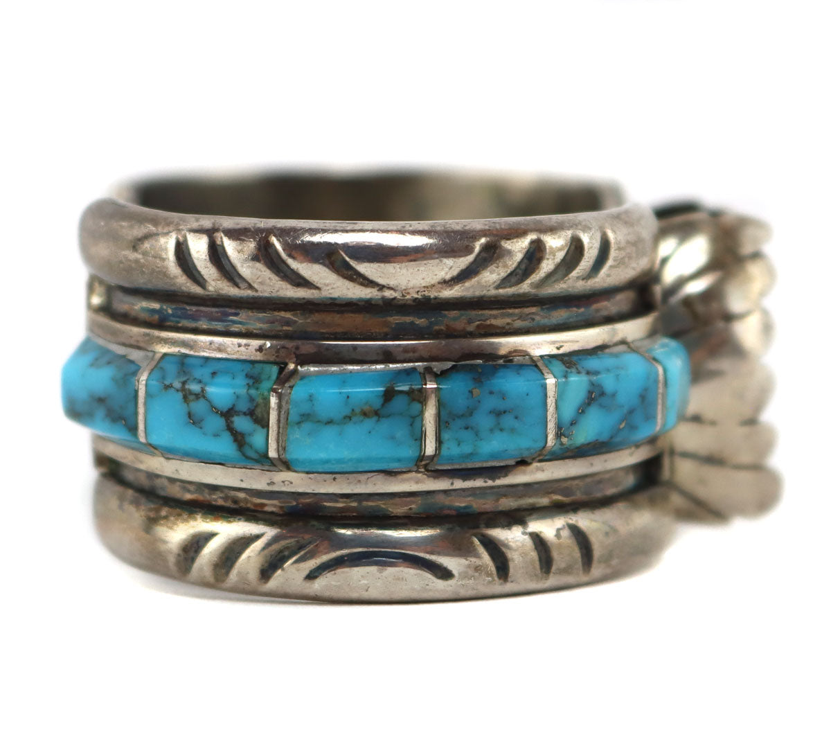 Gilbert Ortega Enterprises - Navajo - Morenci Turquoise Channel Inlay