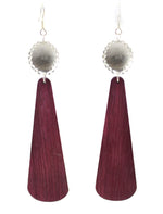 Ryan Gashweseoma - Hopi - Contemporary Wood Mosaic Inlay and Sterling Silver French Hook Earrings, 4.25" x 0.875"
