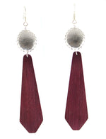 Ryan Gashweseoma - Hopi - Contemporary Wood Mosaic Inlay and Sterling Silver French Hook Earrings, 4.125" x 0.75"