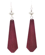 Ryan Gashweseoma - Hopi - Contemporary Wood Mosaic Inlay and Sterling Silver French Hook Earrings, 4" x 0.875"