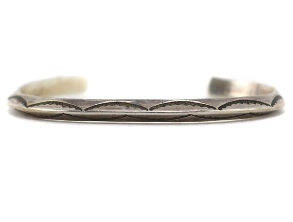 Navajo - Silver Bracelet with Stamped Design c. 1950s, size 6.25