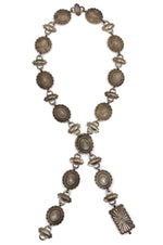 Navajo - Sterling Silver Link Concho Belt with Stamped Design c. 1950s, fits up to 30" size waist