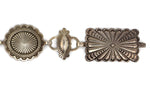 Navajo - Sterling Silver Link Concho Belt with Stamped Design c. 1950s, fits up to 30" size waist