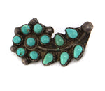 Zuni - Turquoise Petit Point Cluster and Silver Pin with Flower Design c. 1930-40s, 0.875" x 0.5"