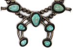 Navajo - Turquoise and Silver Squash Blossom Necklace c. 1940-50s, 27" length