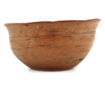 San Juan Redware Dough Bowl with Fluted Rim and Fire Clouds c. 1890-1900s, 6.25" x 12.5"